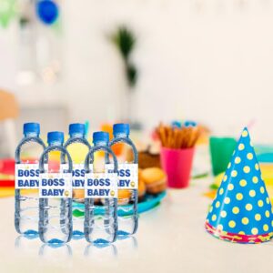 Ambishi 32 Pcs Boss Boy Water Bottle Labels, Boys 1st Birthday Party Decoration Stickers, Baby Shower/Gender Reveal Party Favors Water Bottle Decor Sign