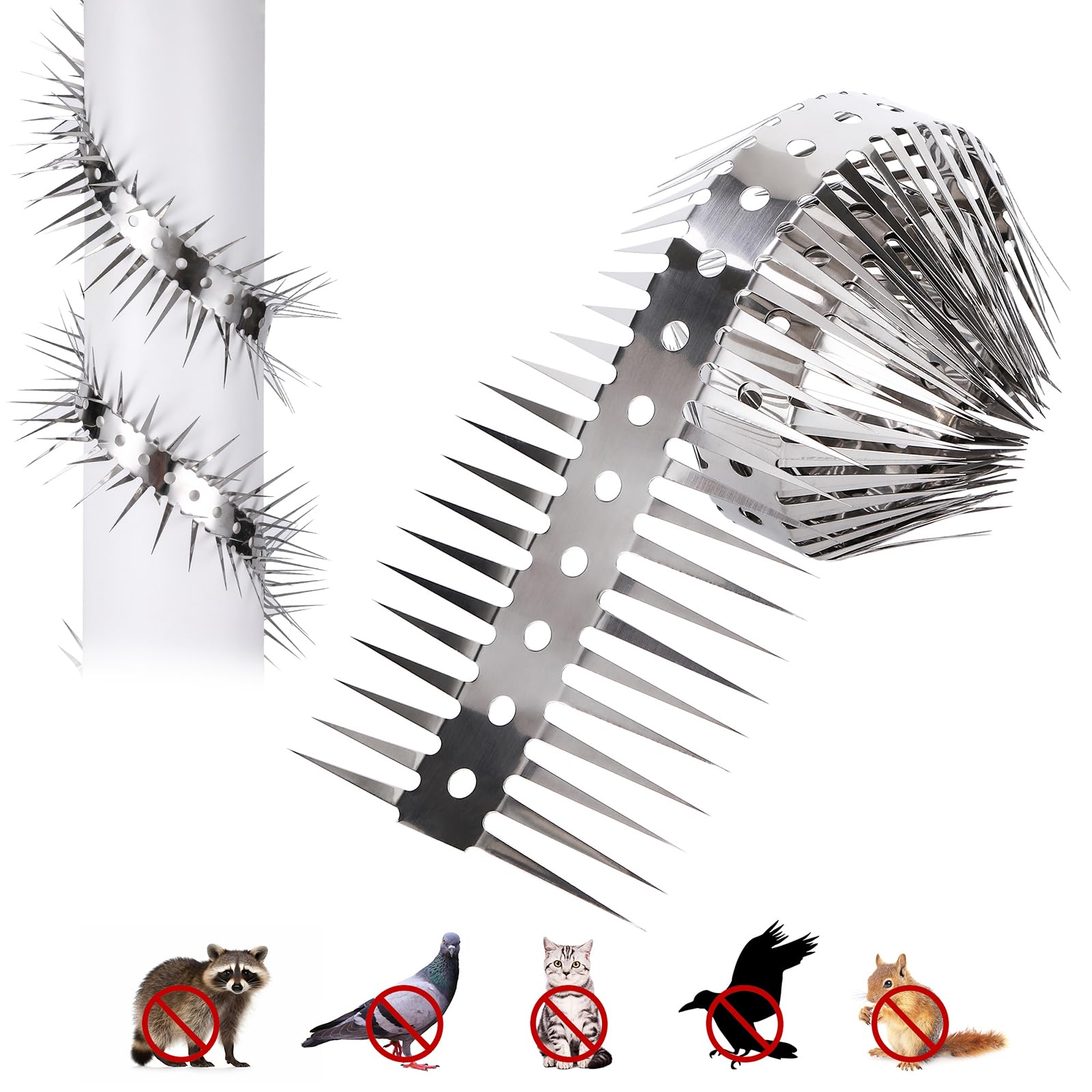 AMZDOTD Bird Spikes for Outside to Keep Birds Away, Pigeon Squirrel Raccoon Bird Spikes Deterrent, Bird Prevention Spikes with Stainless Steel - 80 Inches Medium Size