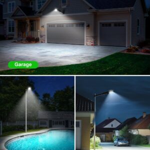 F-TECK Bright Solar Powered Street Lights Outdoor Motion Sensor Flood LED with Waterproof for Outside Backyard, Driveway, Parking Lot, Garage, Barn, Security Area Lighting with Remote Control Switch