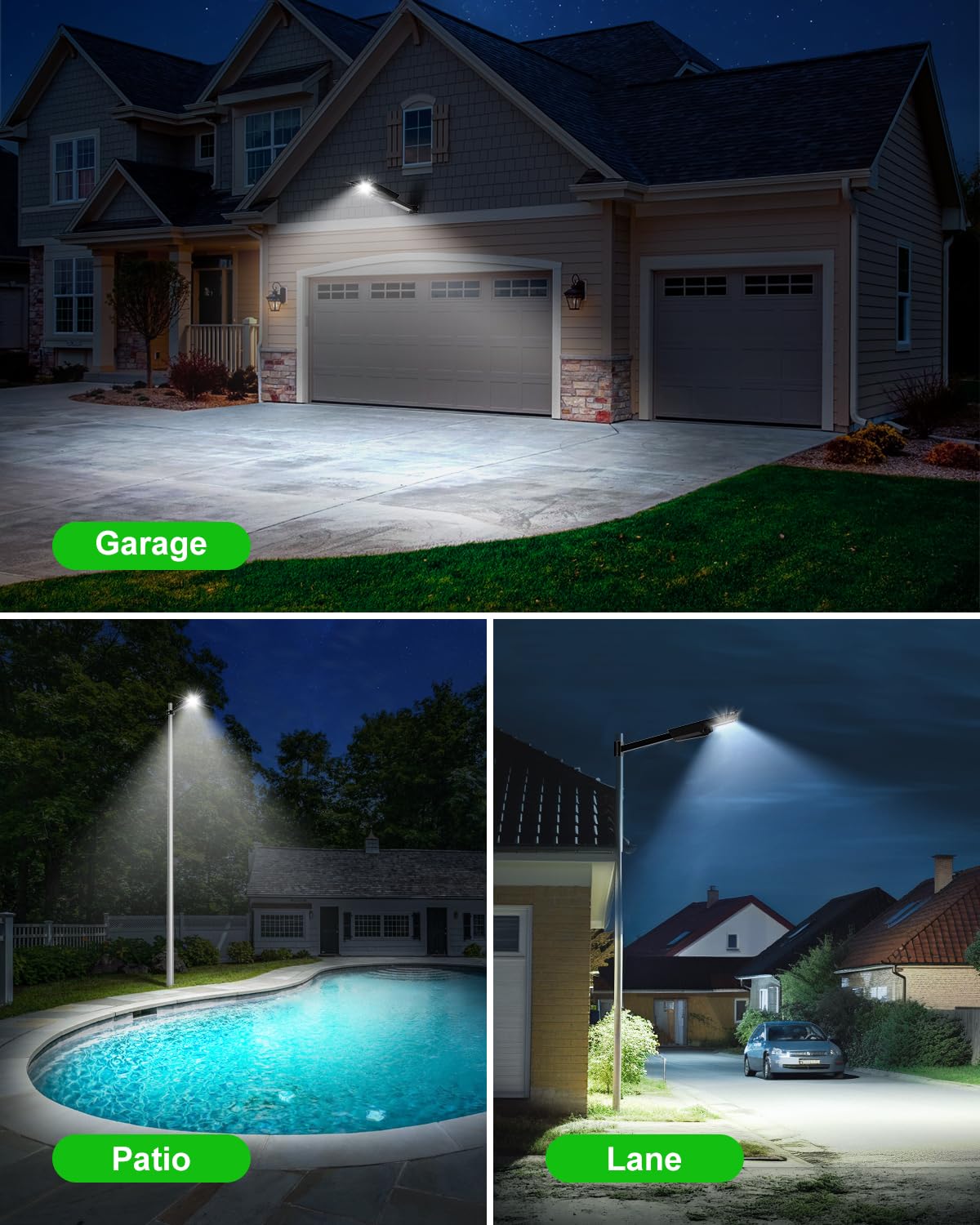 F-TECK Bright Solar Powered Street Lights Outdoor Motion Sensor Flood LED with Waterproof for Outside Backyard, Driveway, Parking Lot, Garage, Barn, Security Area Lighting with Remote Control Switch