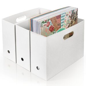 foldable scrapbook paper storage organizer, 12x12 scrapbook paper storage, plastic file organizer, white, 3 pack