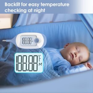 Digital Rectal Thermometer for Baby, Infant Thermometer, with 30 Probe Covers, Quick Read, Large Clear Display