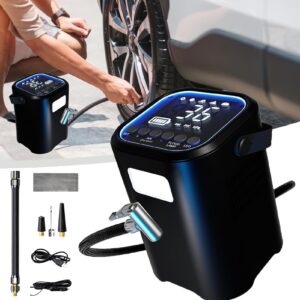 never go flat tire inflator portable air compressor, air compressor, portable air compressor, air compressor car accessories auto tire pump 100psi with led light digital air pump for car tires (1pcs)