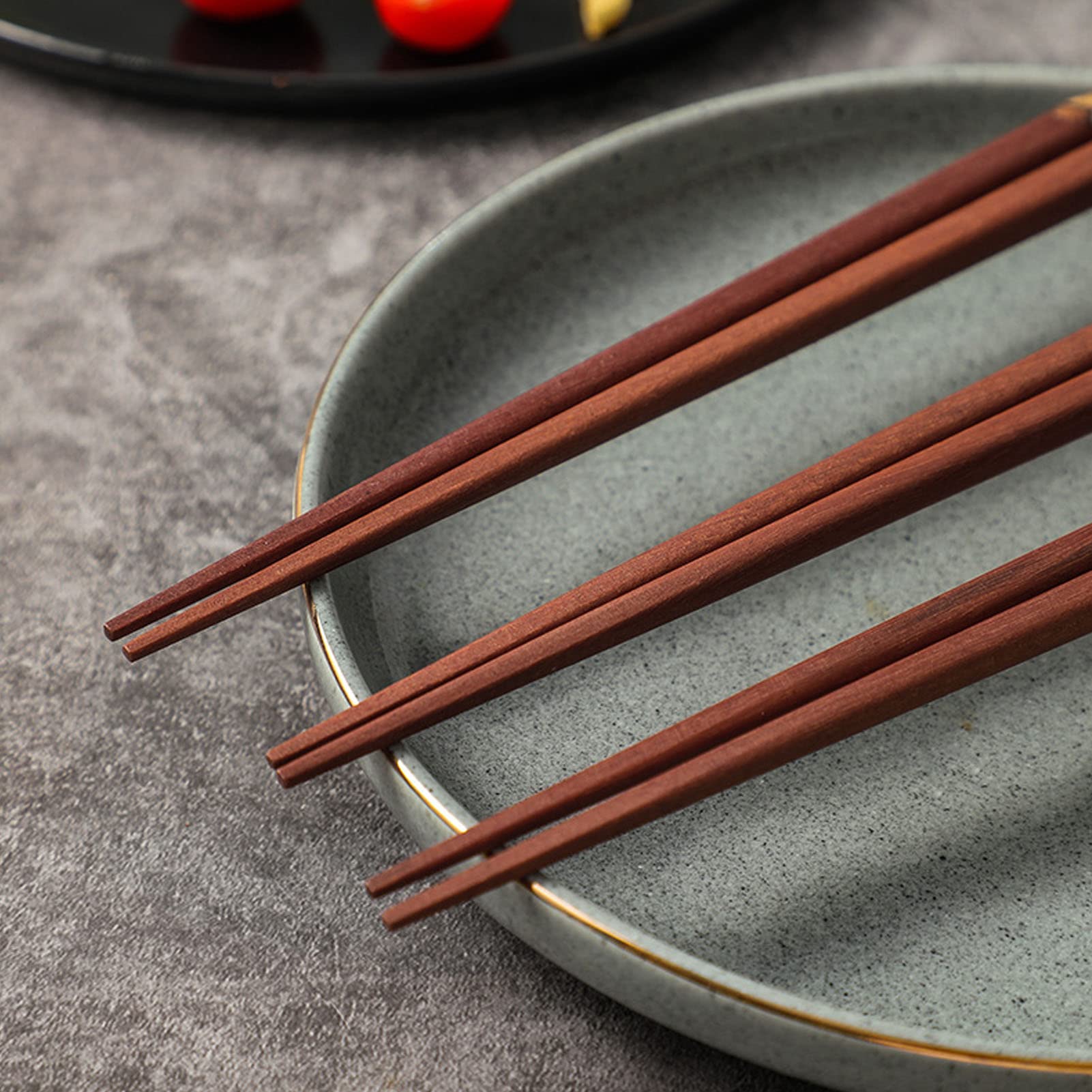 Wooden Chopsticks, 5 Pair Wooden Chopsticks Red Sandalwood Grooved Pattern Reusable Chop Sticks