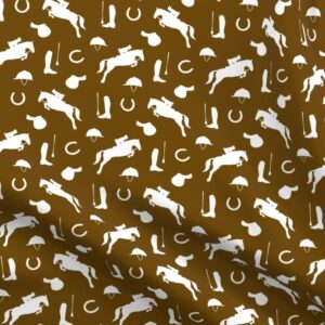 Spoonflower Fabric - Equestrian Brown White Horse Horses Wild Sketch Printed on Polartec(R) Fleece Fabric Fat Quarter - Sewing Blankets Loungewear and No-Sew Projects