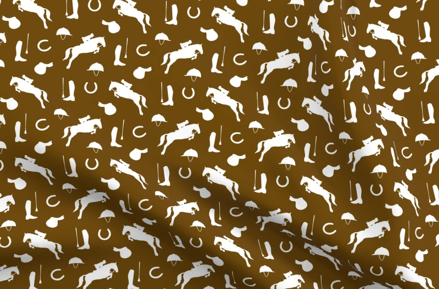 Spoonflower Fabric - Equestrian Brown White Horse Horses Wild Sketch Printed on Polartec(R) Fleece Fabric Fat Quarter - Sewing Blankets Loungewear and No-Sew Projects