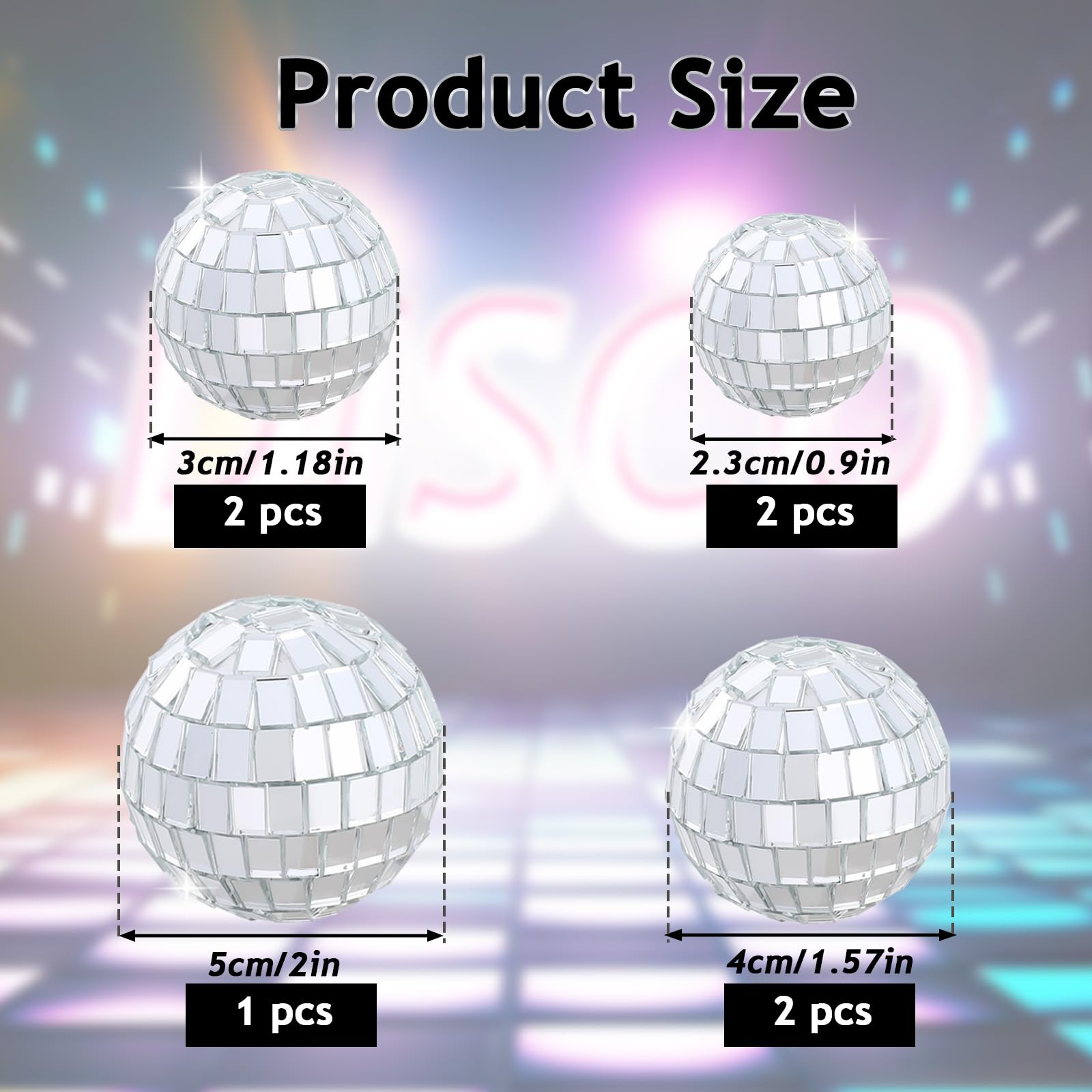 Abeillo 7PCS Disco Ball Cake Topper, Disco Ball Cake Decorations Different Sizes, 70s Disco Themed Dance Party Supplies, Small Disco Balls for Cake Dessert Christmas Party Ornament (Silver)