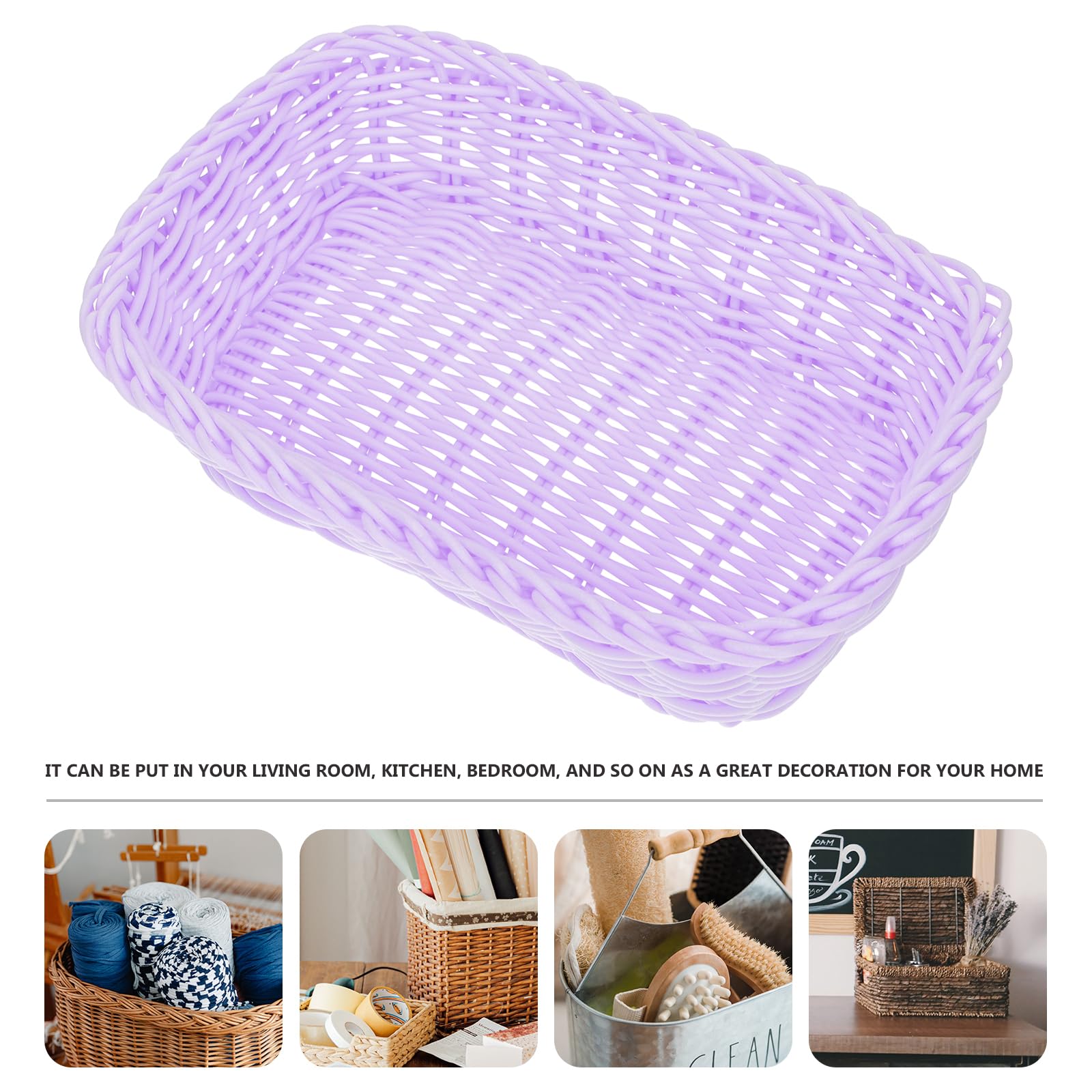 STOBAZA 1pc Purple Baskets Bins for Shelf Storage Organizing Woven Rope Basket for Living Room, Bedroom,Playroom