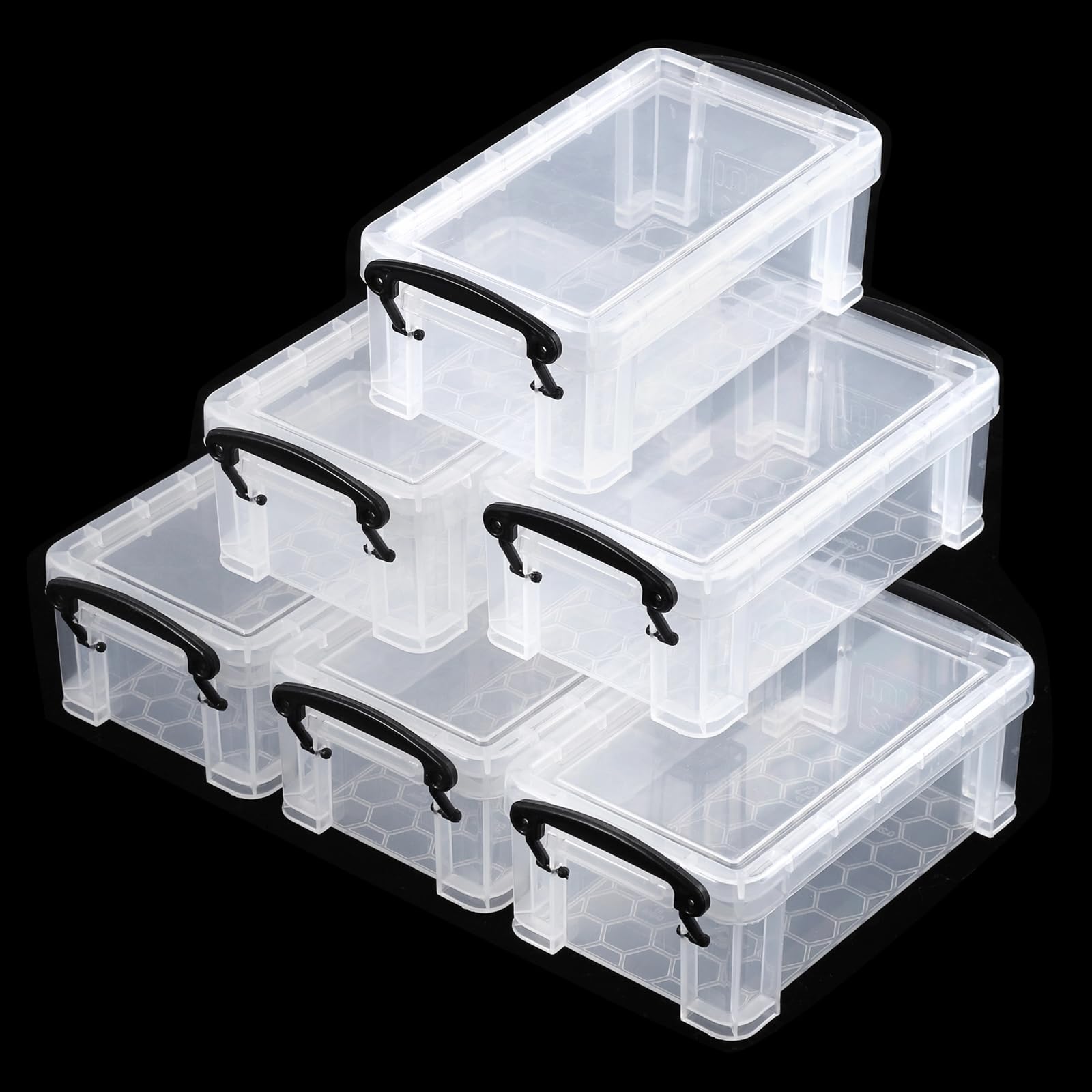 6 Pcs Mini Plastic Boxes, 5'' x 3'' x 1.8'' Small Clear Storage Containers with Locking Lids, Clear Plastic Organizers for Crafts, Stationery, Jewelry, Sewing, Multipurpose Cases for Accessories