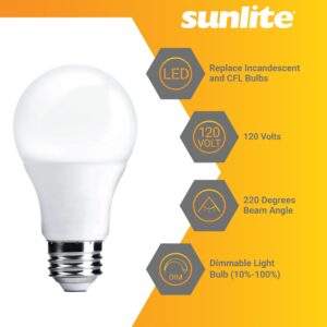 Sunlite LED A19 Light Bulb, 6 Watts (40 Watt Equivalent), 480 Lumens, 120 Volts, Dimmable, Medium E26 Base, Energy Star, UL Listed, RoHS, 6500K Daylight, 1 Pack