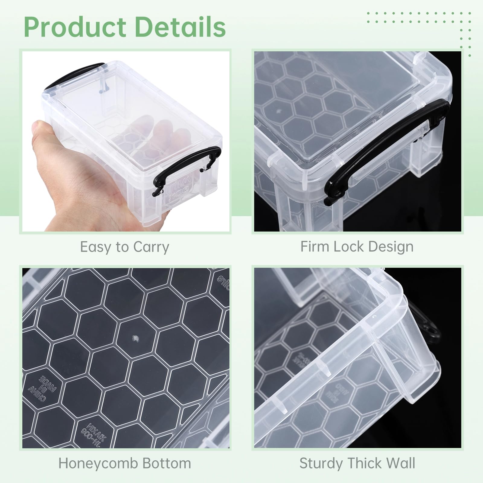 6 Pcs Mini Plastic Boxes, 5'' x 3'' x 1.8'' Small Clear Storage Containers with Locking Lids, Clear Plastic Organizers for Crafts, Stationery, Jewelry, Sewing, Multipurpose Cases for Accessories