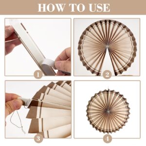 SUNBEAUTY 11 PCS Paper Fans Decorations Brown Party Decorations Natural Party Decorations Rustic Birthday Decorations Boho Party Decorations for Birthday Wedding Bridal Shower Baby Shower