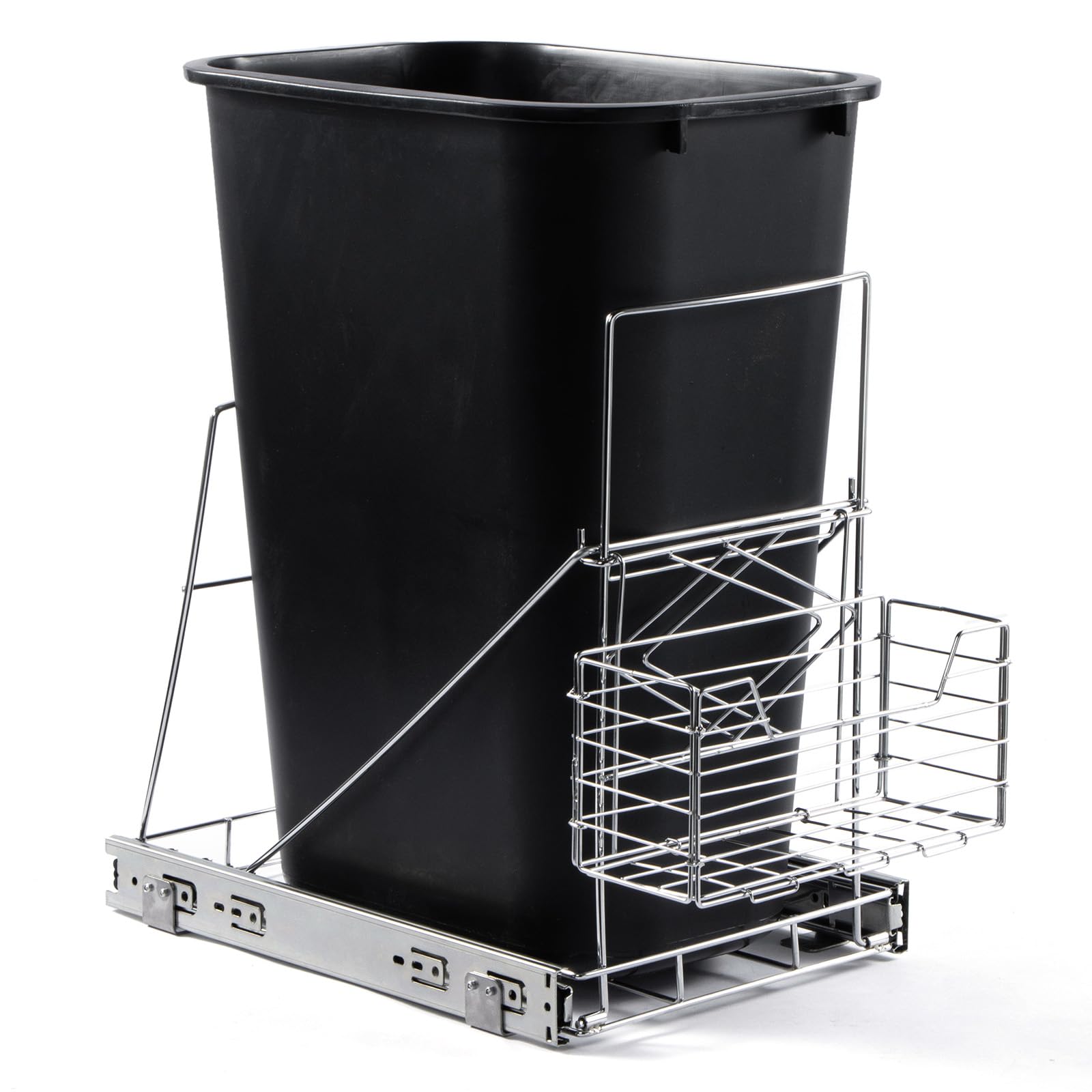 Pull Out Trash Can Under Cabinet,Adjustable Under Sink Trash Can Pull Out Kit with Removable Basket,Slide Roll Out Kitchen Trash Can Rack,Fit for Most 7-11 Gallon Garbage Can (Trash Can Not Included)