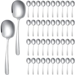 uiifan 24 pieces serving spoons bulk 8.3 inches party serving spoons for buffet stainless steel serving spoon banquet serving utensils spoons for cooking catering food kitchen, silver, 8.3 x 2.4''