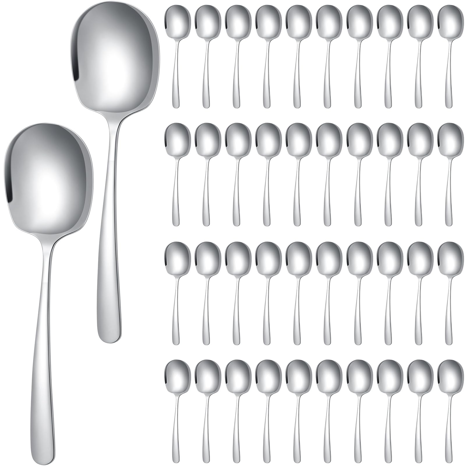 Uiifan 24 Pieces Serving Spoons Bulk 8.3 Inches Party Serving Spoons for Buffet Stainless Steel Serving Spoon Banquet Serving Utensils Spoons for Cooking Catering Food Kitchen, Silver, 8.3 x 2.4''