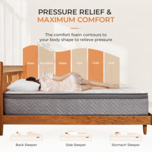 Sweetnight Twin XL Mattress,12 Inch Hybrid Mattress with Individual Pocketed Coils for Pressure Relief & Motion Isolation, Nimbus