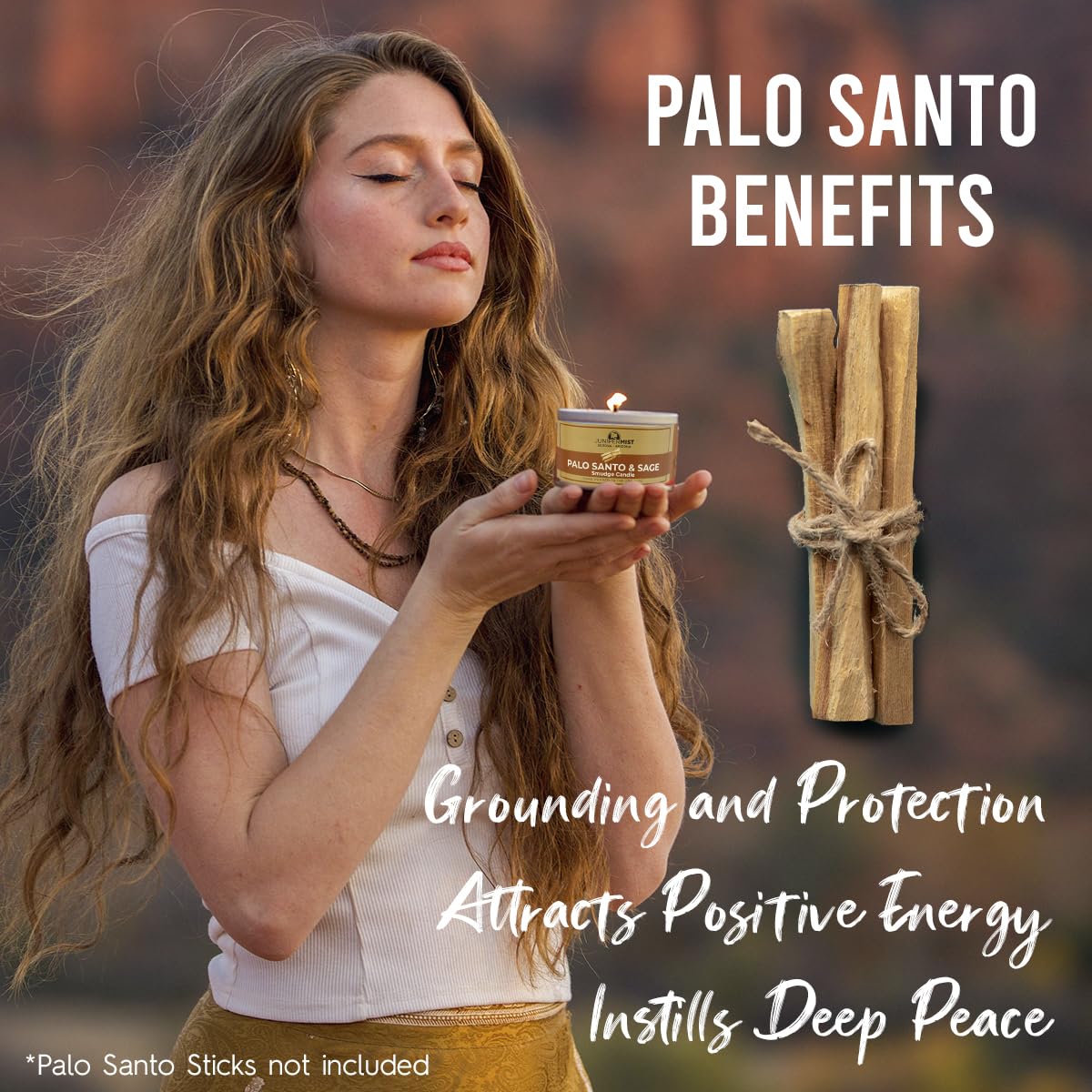 JUNIPERMIST Palo Santo & White Sage Smudge Candle - Pure Soy Candle for Cleansing House Negative Energy, Sedona Based Spiritual Aromatherapy