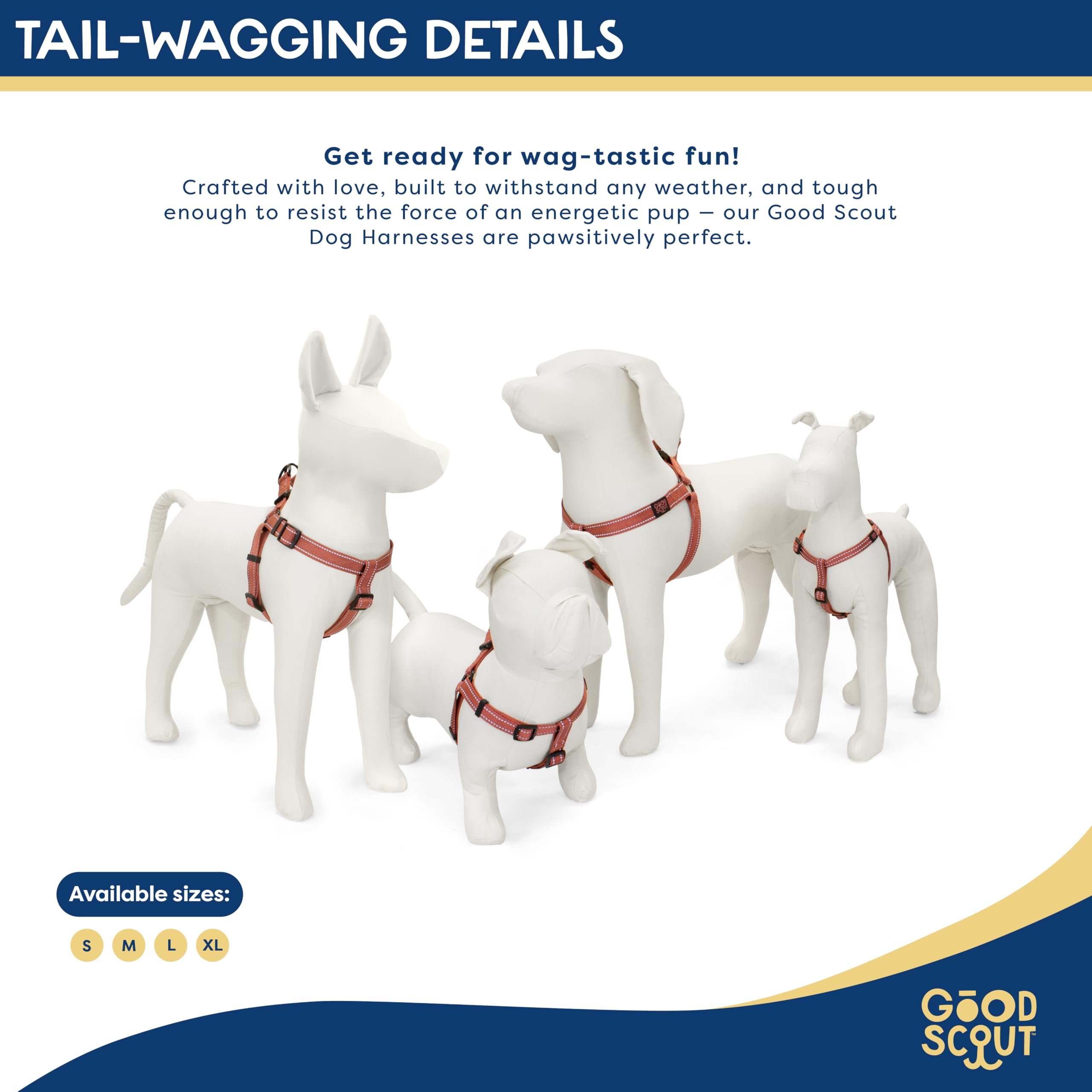 Good Scout Dog Harness Medium Sized Dog, Heavy Duty Durable Dog Body Harness for Easy Walking & Training, Adjustable for Comfortable & Safe Fit, Double D-Ring for Quick Leash Attachment, Brick