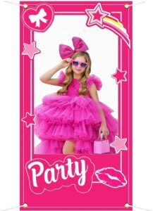 pink girls birthday decorations hot pink photo booth props princess doll theme decor let's go bachelorette party decoration for girls birthday bridal shower pink party supplie 39.37 x 75in