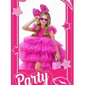 Pink Girls Birthday Decorations Hot Pink Photo Booth Props Princess Doll Theme Decor Let's Go Bachelorette Party Decoration for Girls Birthday Bridal Shower Pink Party Supplie 39.37 x 75in