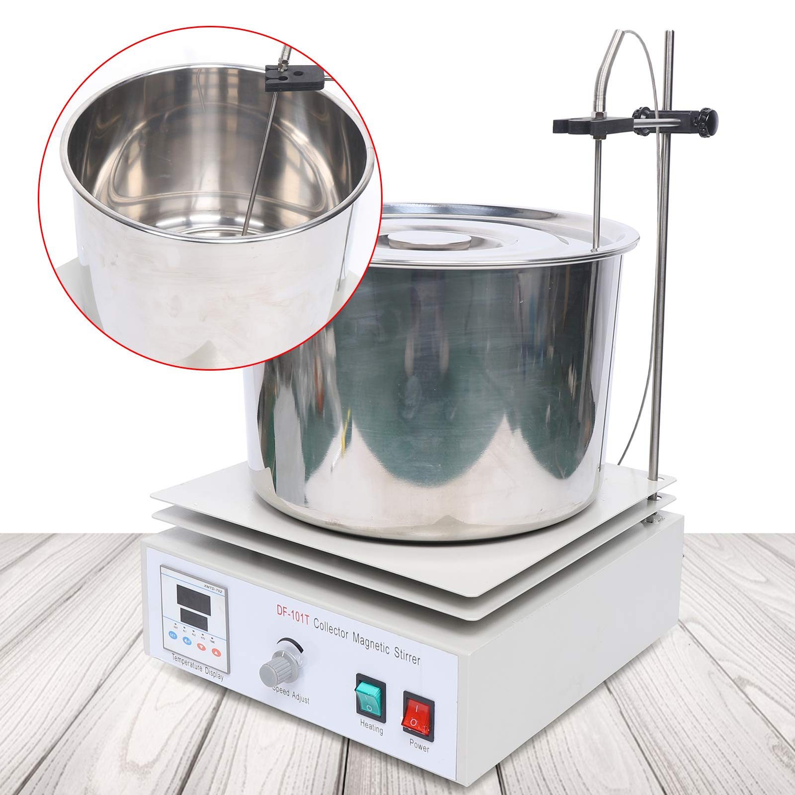 10L Thermostatic Magnetic Stirrer Digital Heating Lab Mixer Lab Thermostat 0-1400Rpm Heat-Gathering Magnetic Stirrer Water Oil Bath 400℃ Thermostat Tool with Hot Plate