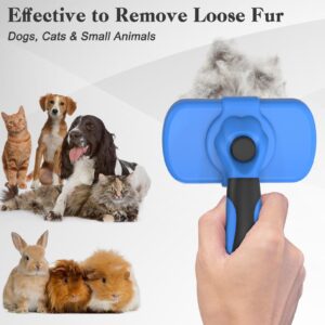 Swihauk Self Cleaning Slicker Brush - Skin Friendly Deshedding Grooming Tool for Dogs & Cats, Suitable for Shedding & Haired Pets, with Pet Supplies Accessories, Blue