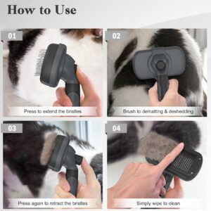 Swihauk Self Cleaning Slicker Brush - Skin Friendly for Dogs & Cats, Deshedding Grooming Tool for Shedding Hair, Puppy Brush for Haired Pets