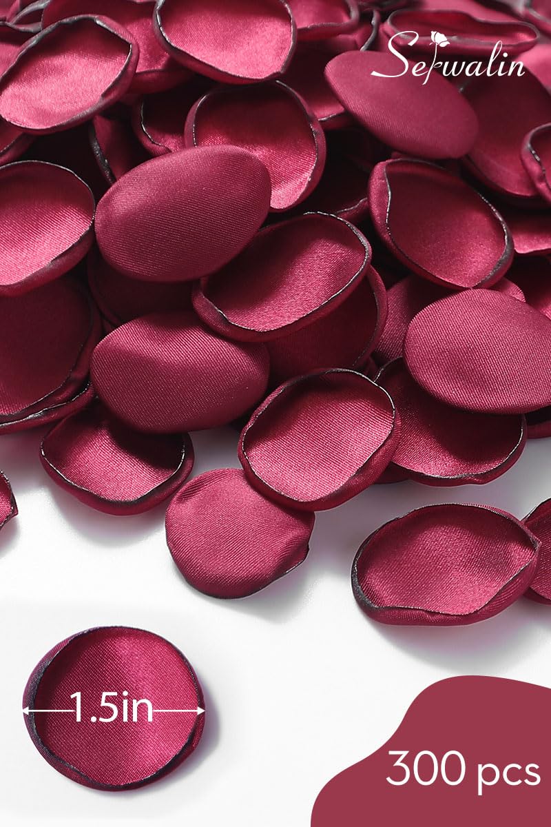 Serwalin 300pcs Silk Rose Petals for Weddings Flowers Petals for Valentine's Day Burgundy Petals Fake Rose Petals Flower Girl Petals for Wedding Flower Girl Basket Aisle Runner Bridal Shower