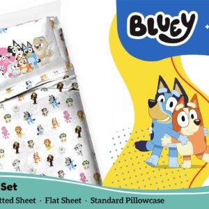 Bluey & Friends Twin Sheet Set - 3 Piece Kids Bedding Set Includes Pillow Cover - Super Soft Microfiber Sheets