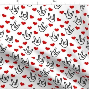 Spoonflower Fabric - Love Yous Hearts Valentine You Sign Language Printed on Polartec(R) Fleece Fabric Fat Quarter - Sewing Blankets Loungewear and No-Sew Projects