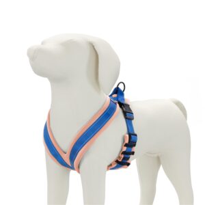 good scout dog harness medium sized dog, heavy duty padded dog vest harness, durable dog body harness, adjustable for a comfortable & safe fit, d-ring for quick leash attachment, blue/blush