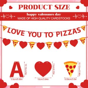 Hoolerry 2 Pcs Valentine's Day Love You to Pizzas Banner Pizza Heart Garland Pizza Party Decorations Supplies for Anniversary Wedding Baby Bridal Shower