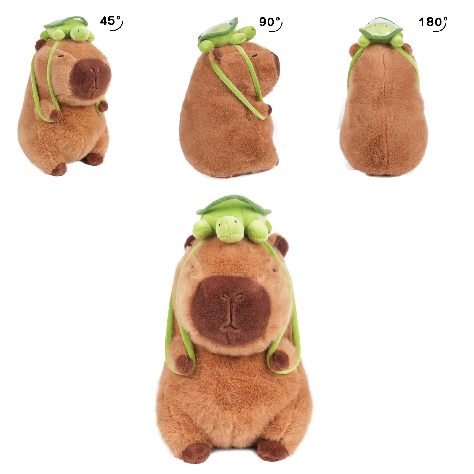 EASELR 12inch Cute Capybara Plush with Turtle Backpack, Capybara Stuffed Animal Soft Capybara Plushies Toy Capybara Doll Pillow Birthday for Kids (with Bag)