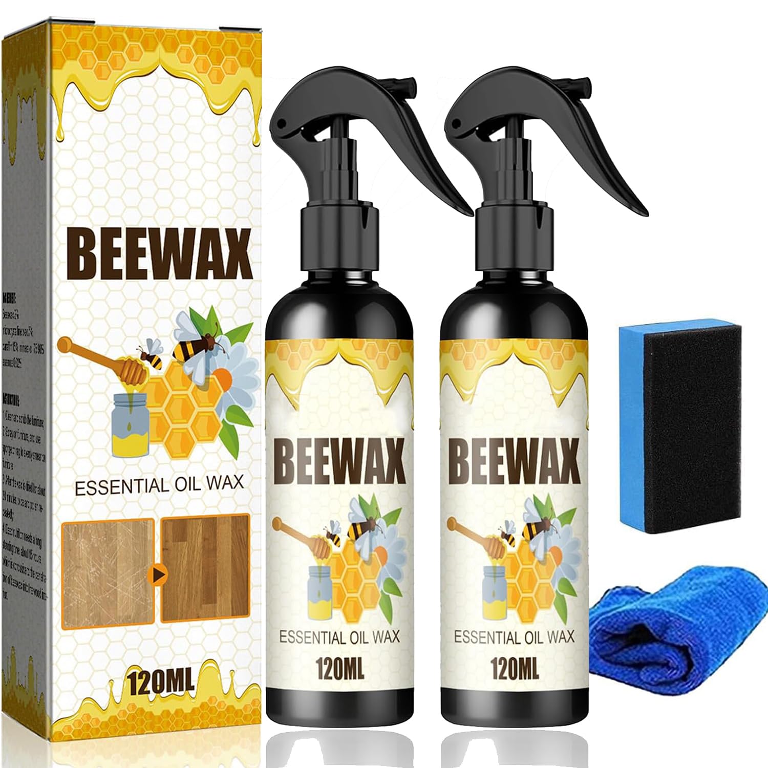 Toheok 2PCS Beeswax Furniture Polish, Original beeswax furniture polish, Natural Micro-Molecularized Beeswax Spray, Furniture Beeswax Polish and Cleaner Spray