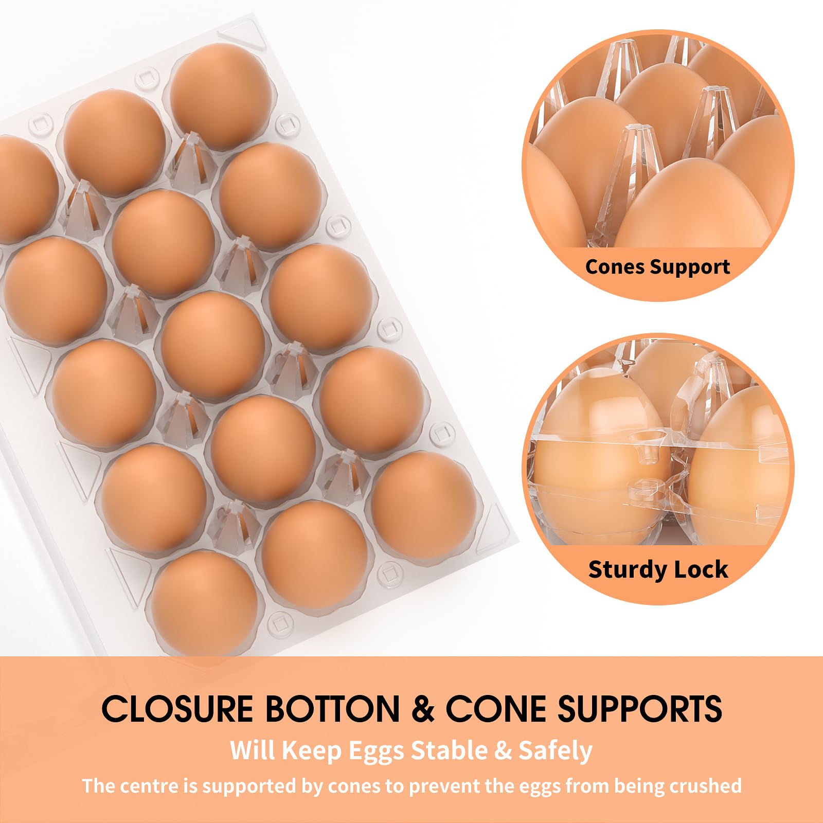 100 Pack Egg Cartons Cheap Bulk 12 Count Clear Plastic Egg Containers for Chicken Eggs, Reusable Egg Holder for Home Ranch Farm Commercial Market Display, Plastic Egg Packaging for Craft Projects