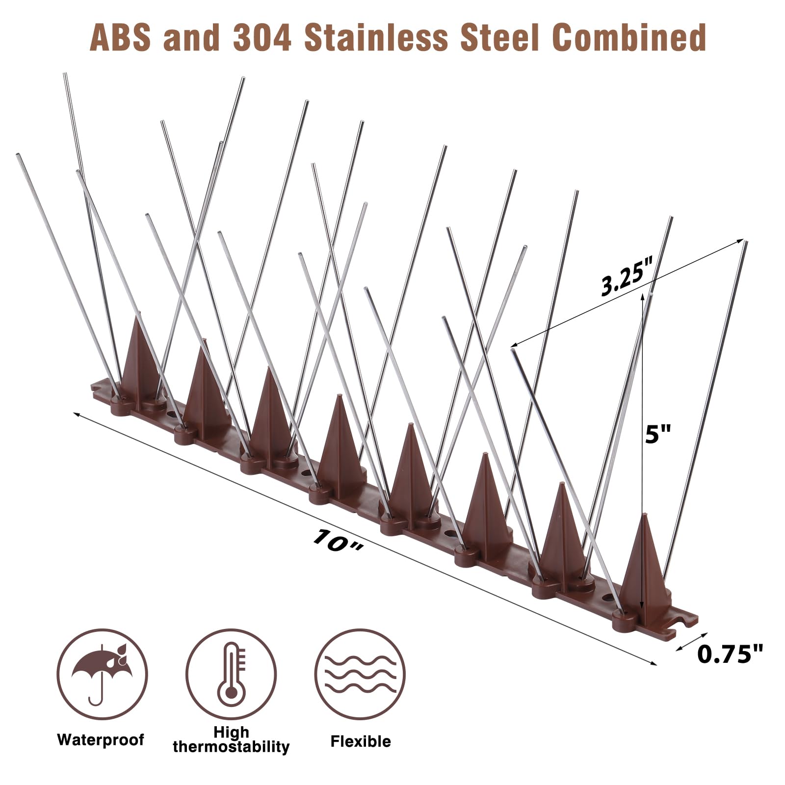 Aeibxiy Bird Spikes, 5 Pack Bird Deterrent Spikes for Outdoor, Plastic Bird Spike for Small Bird Cat Squirrel, Pigeon Spikes for Fence Roof and Wall