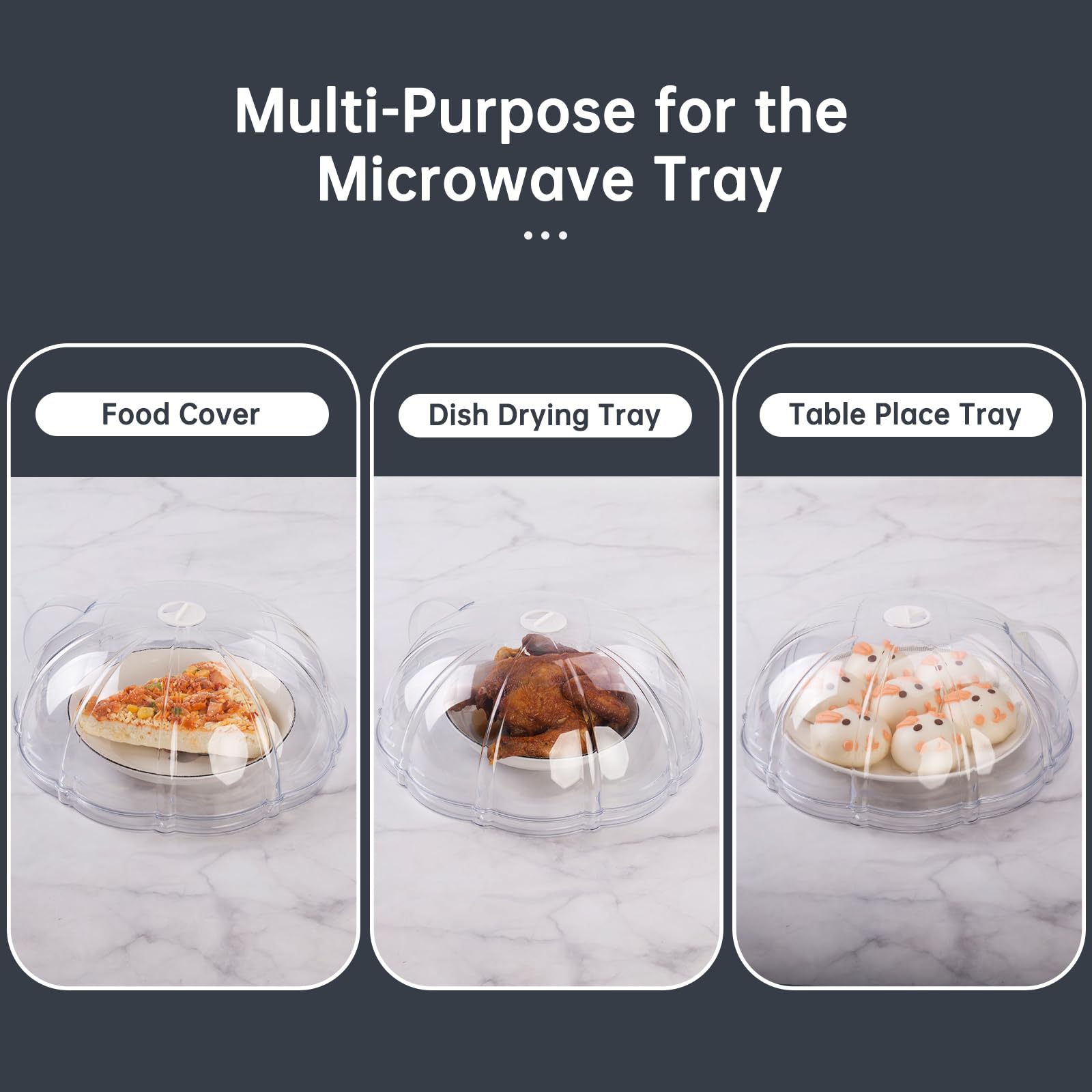 Zero Zoo Microwave Cover for Food - 10.5 Inch Clear Splatter Guard with Handle, Dishwasher-Safe, Multi-Use Tray : Pot Holders, Drying, Baking, Place Tray, Utensils Rest for Kitchen Counter