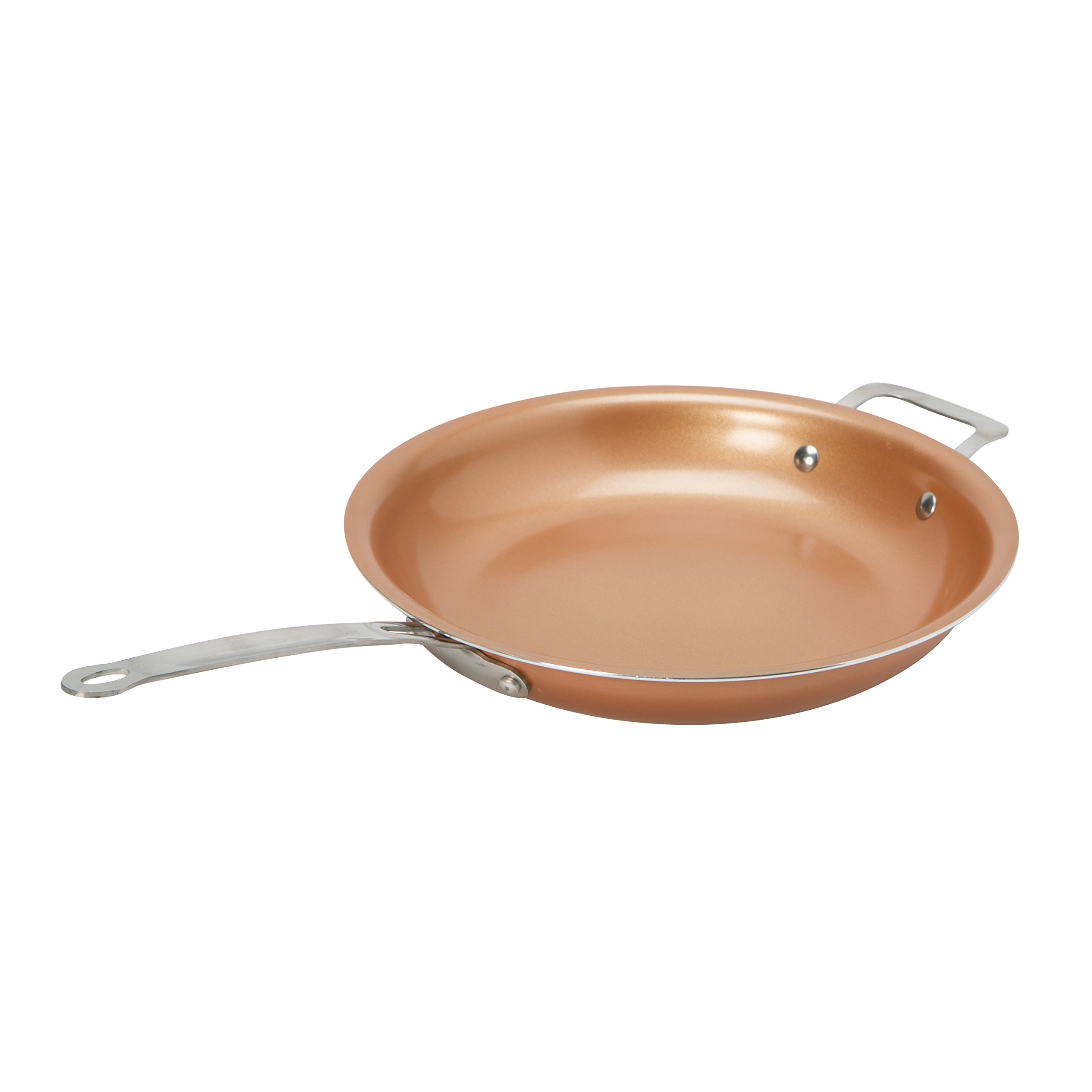 Kitchen Details Frying Pan with Helper Handle | Dimensions: 12" Round | Non-Stick | Heat Resistant | Great for All Stove Tops| Copper