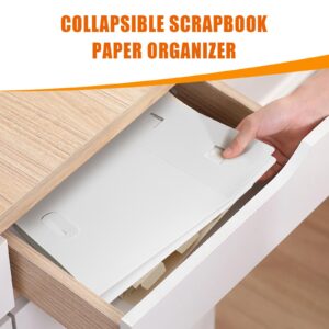 Foldable Scrapbook Paper Storage Organizer, 12x12 Scrapbook Paper Storage, Plastic File Organizer, White, 3 Pack