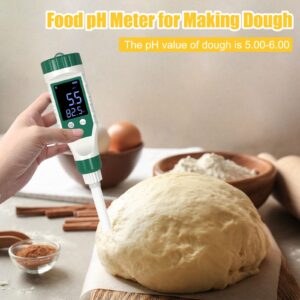 Yewhick Digital pH Meter for Food, Food pH Tester with High Accuracy pH Probe for Sourdough and Bread, Food pH Meter for Canning, Meat, Cheese, Solid Samples and Water, 0.01 Resolution