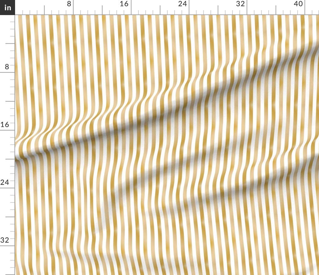 Spoonflower Fabric - Gold Stripe White Geometric Silver Golden Printed on Petal Signature Cotton Fabric by The Yard - Sewing Quilting Apparel Crafts Decor