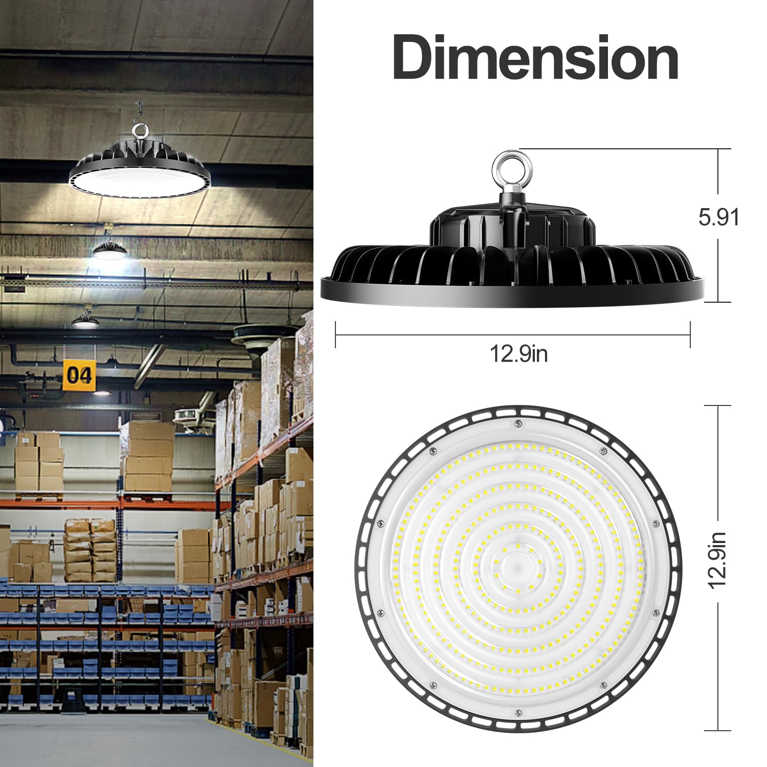 LIGHEART 10Pack UFO LED High Bay Light 300W,42000lm (Eqv.1000W MH/HPS) High Bay LED Lights, 6000K with US Plug Commercial Bay Lighting Energy Saving