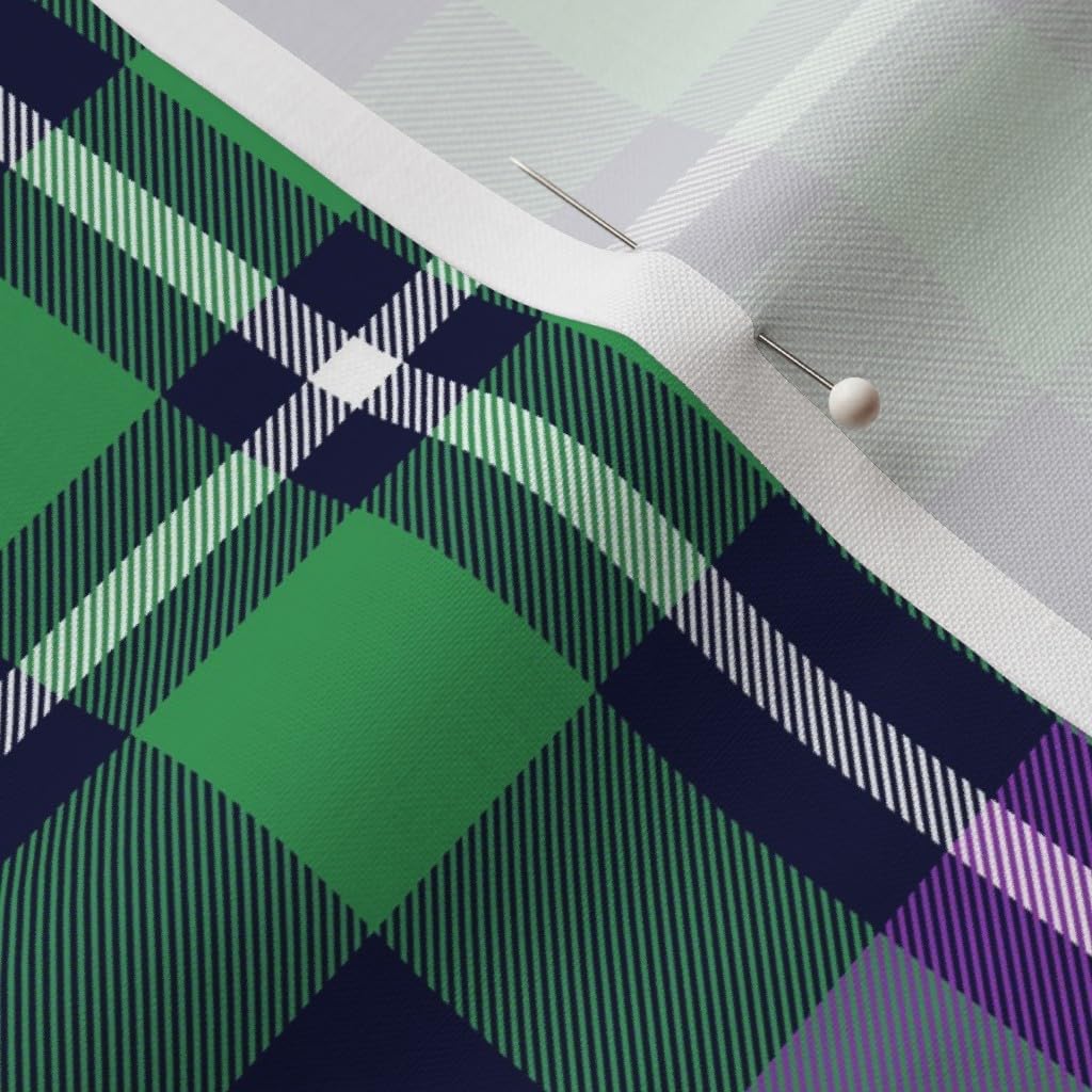 Spoonflower Fabric - Tartan Green Purple Plaid Scottish Block Colour Vibrant Printed on Petal Signature Cotton Fabric by The Yard - Sewing Quilting Apparel Crafts Decor