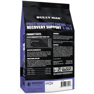 Bully Max 2-in-1 Post-Workout Recovery Support Chews - Dog Vitamins and Food Supplement for Small & Large Breeds - Puppy and Adult Dog Hydration & Electrolyte Replenishment - 75 Soft and Tasty Chews