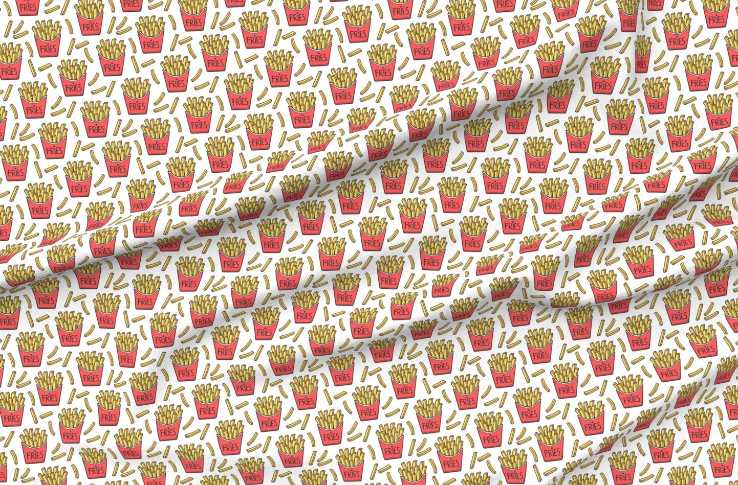 Spoonflower Fabric - French Fries Food Red White Autumn Fall Spring Summer Pop Art Dinner Printed on Petal Signature Cotton Fabric Fat Quarter - Sewing Quilting Apparel Crafts Decor