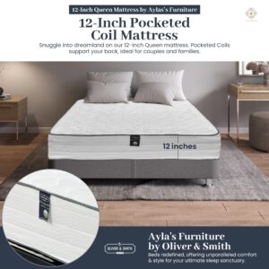 Aylas Furniture Queen Size Mattress - 12 Inch Cool Memory Foam & Spring Hybrid Mattress with Breathable Cover - Tight Top - Rolled in a Box by Oliver & Smith