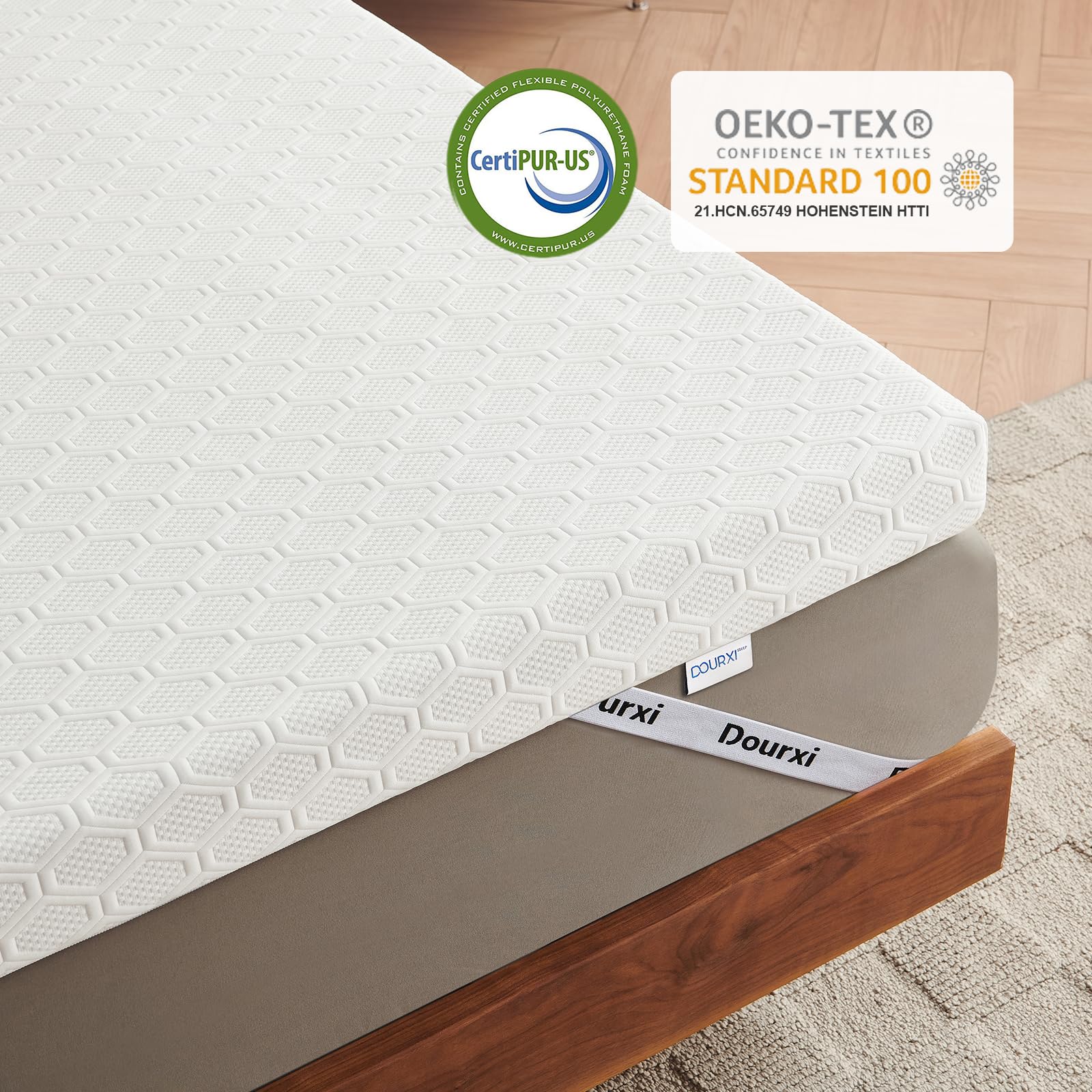 Dourxi Queen Size Mattress Topper 3 Inch Dual Layer Memory Foam Mattress Topper for Pressure Relief & High Density Foam for Body Support,Extra Firm Matress Topper with Washable Soft Cover