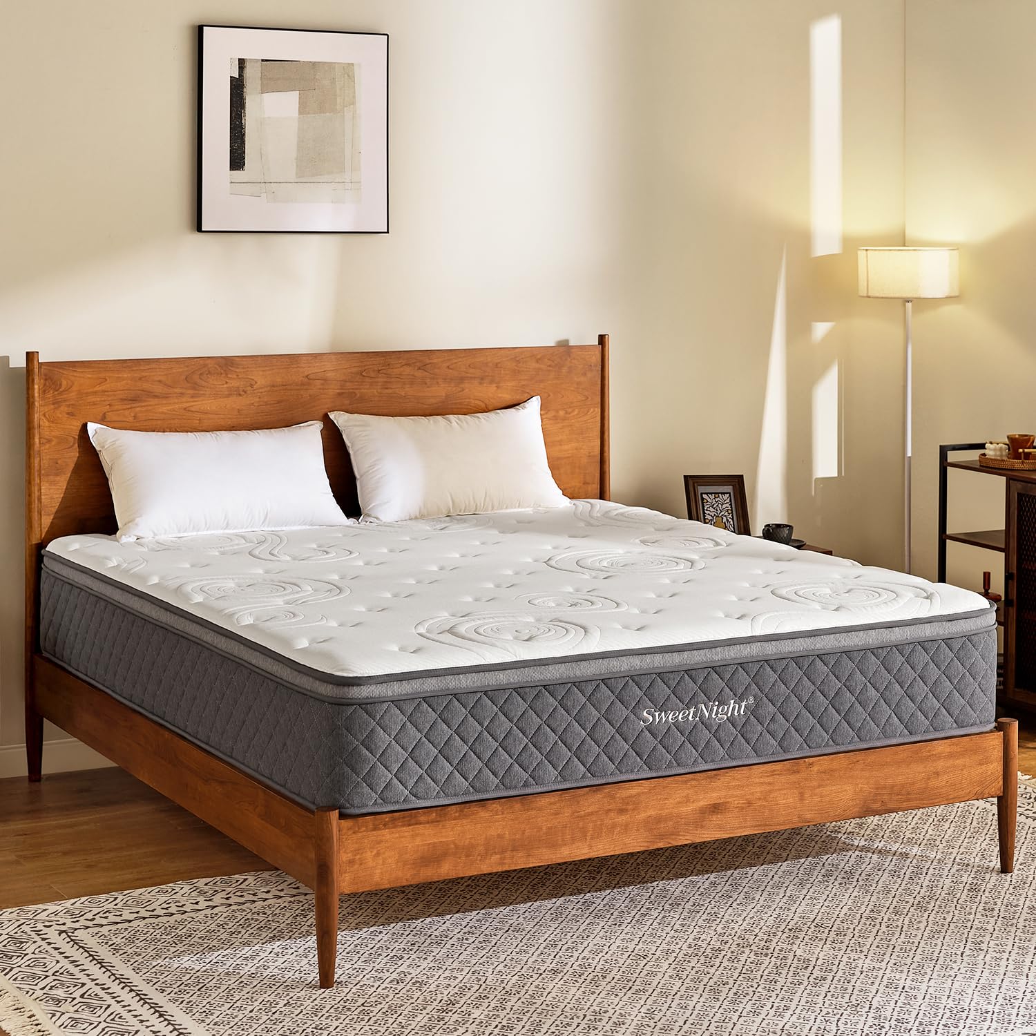 Sweetnight Full Mattress - 12 Inch Full Size Hybrid Mattress, Full Bed Mattress with Pocketed Coils for Comfort Sleep and Balanced Support, Grey