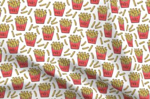 spoonflower fabric - french fries food red white autumn fall spring summer pop art dinner printed on petal signature cotton fabric fat quarter - sewing quilting apparel crafts decor