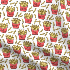 Spoonflower Fabric - French Fries Food Red White Autumn Fall Spring Summer Pop Art Dinner Printed on Petal Signature Cotton Fabric Fat Quarter - Sewing Quilting Apparel Crafts Decor